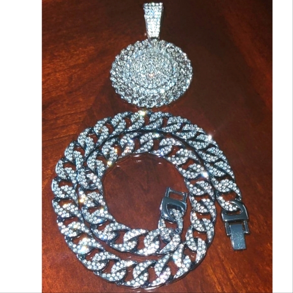 Mens Full Iced Out Hip Hop Bling Simulated Diamond Quartz Watch & Iced C… - Picture 4 of 6